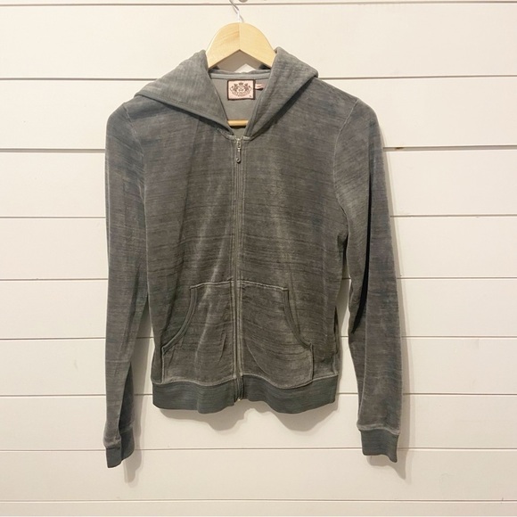 Juicy Couture | Vintage Y2K Gray Pink Label Velour Track Full Zip Hoodie XL - Picture 1 of 8